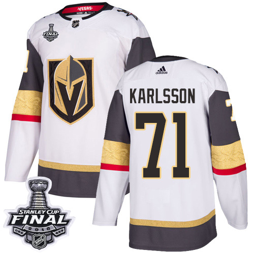 Youth Vegas Golden Knights #71 Karlsson Fanatics Branded Breakaway Home White Adidas NHL Jersey 2018 Stanley Cup Final Patch->more nhl jerseys->NHL Jersey